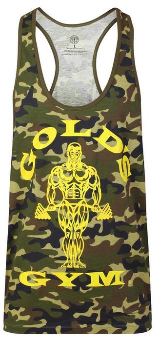 Golds Gym Muscle Joe Contrast Stringer Tank Top, Camo