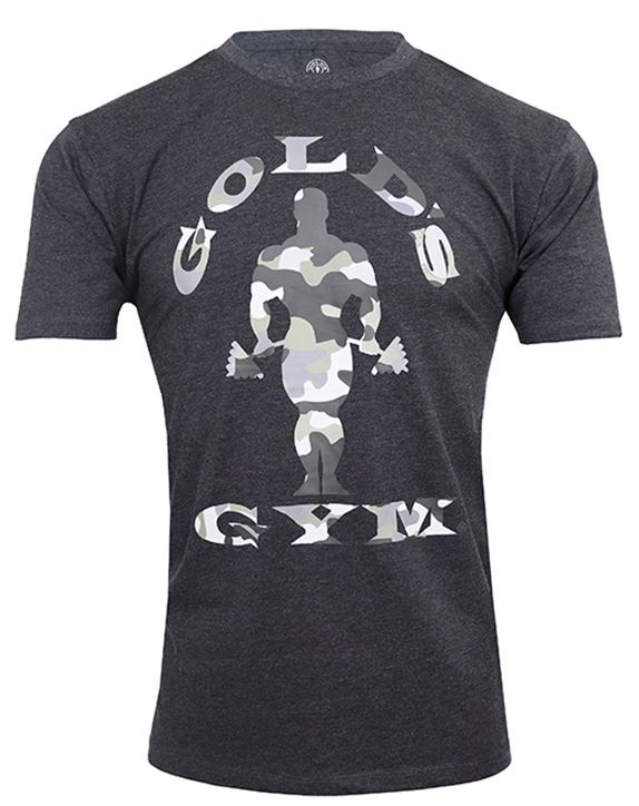 Golds Gym Camo Joe Printed T-Shirt, Charcoal